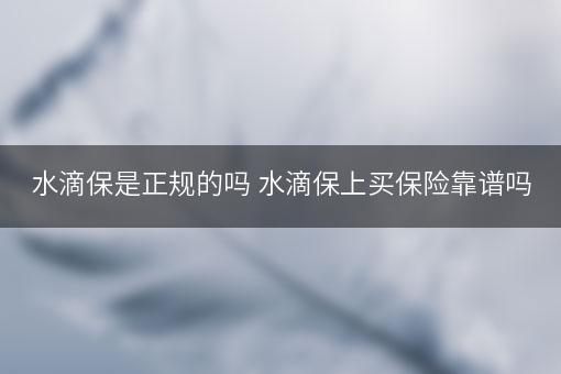 水滴保是正规的吗 水滴保上买保险靠谱吗