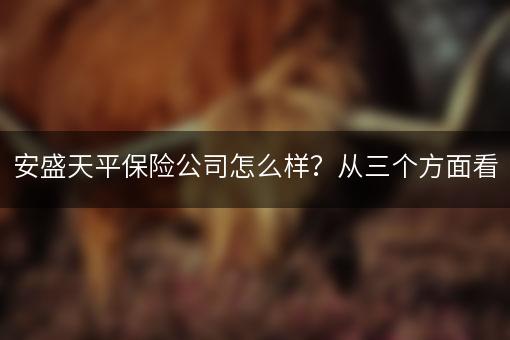 安盛天平保险公司怎么样？从三个方面看