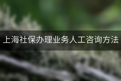 上海社保办理业务人工咨询方法