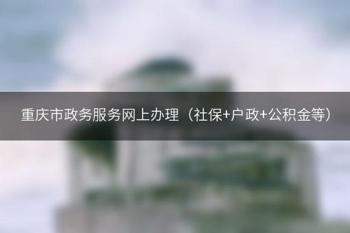 重庆市政务服务网上办理（社保+户政+公积金等）